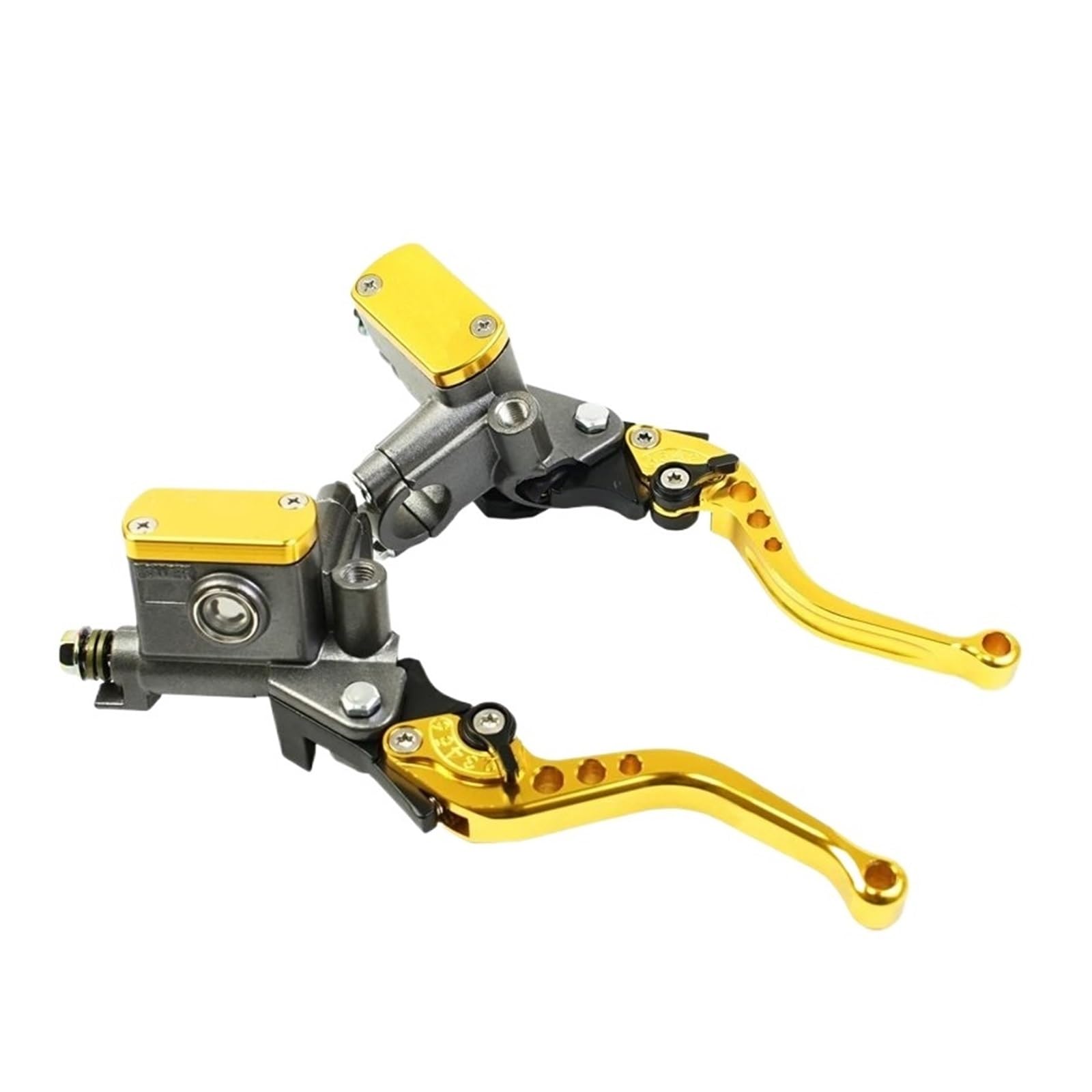 Hguvsjd Yellow Short 14Mm Piston Universal Motorcycle Master Cylinder Lever Brake Hydraulic Clutch Pump 1 Pair Motorcycle Brake Lever(Yellow Short)