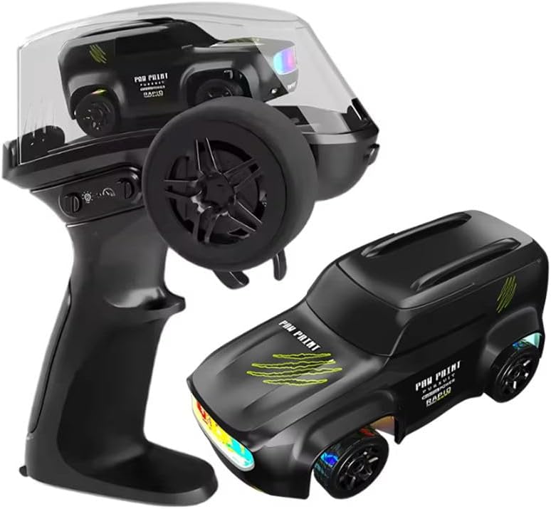 Jack Royal Remote Control Drift Car | 2.4Ghz, 1:64 Scale | Rc Drifting Cars, Interchangable Wheel Sleeves, 4 Light & 2 Speed Modes (Black)