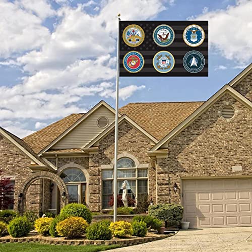 Military All Branch Flag 3X5 Outdoor Double Sided Made In Usa- Armed Forces Army Navy Marines Coast Guard Air Force Space Force Flags 3 Ply Heavy Duty #TOP5