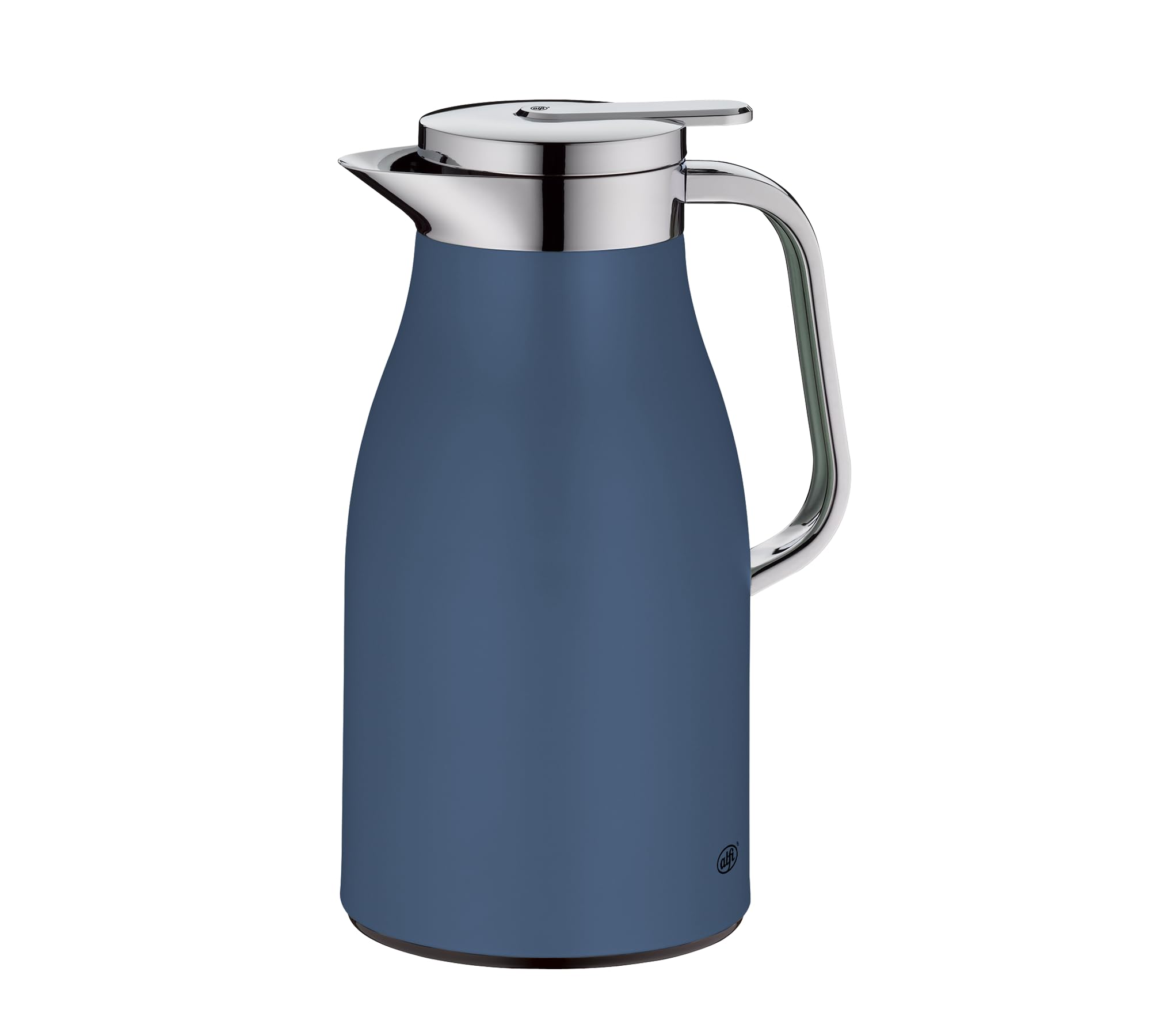 alfi SKYLINE 1,0l, deep water, Edelstahl-Isolierkanne mit hygienischem Hartglaseinsatz, Drehverschluss mit bequemer Drucktaste, ergonomischer Griff, ideal als Kaffeekanne, Teekanne, BPA-frei