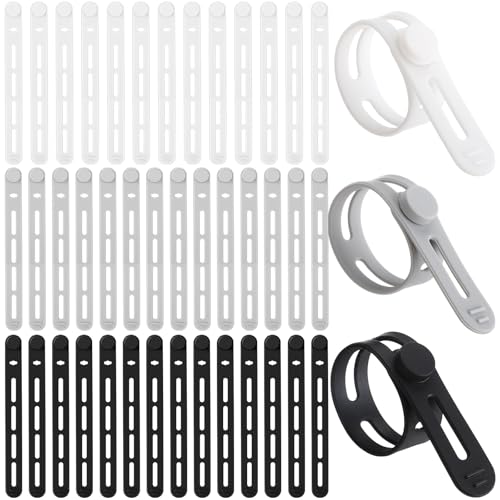 Tellegloww 42 Cable Ties Cord Organizer,Black, White, Gray,5.12 Inch