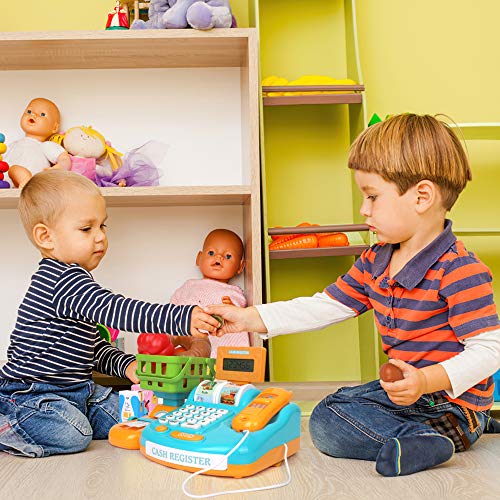 Playkidz Interactive Toy Cash Register For Kids - Sounds & Early Learning Play - Handheld Scanner & Calculator, Working Conveyor Belt #TOP5