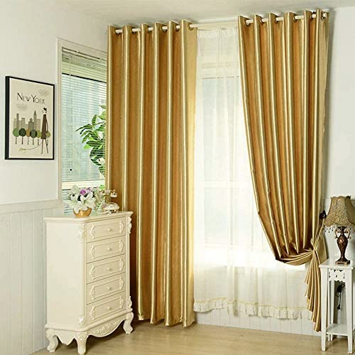 Myru 2 Panels Set Semi Blackout Gold Curtains For Living Room Embossed Flower Curtains For Bedroom (2 X 52 X 84 Inch, Gold) #TOP2
