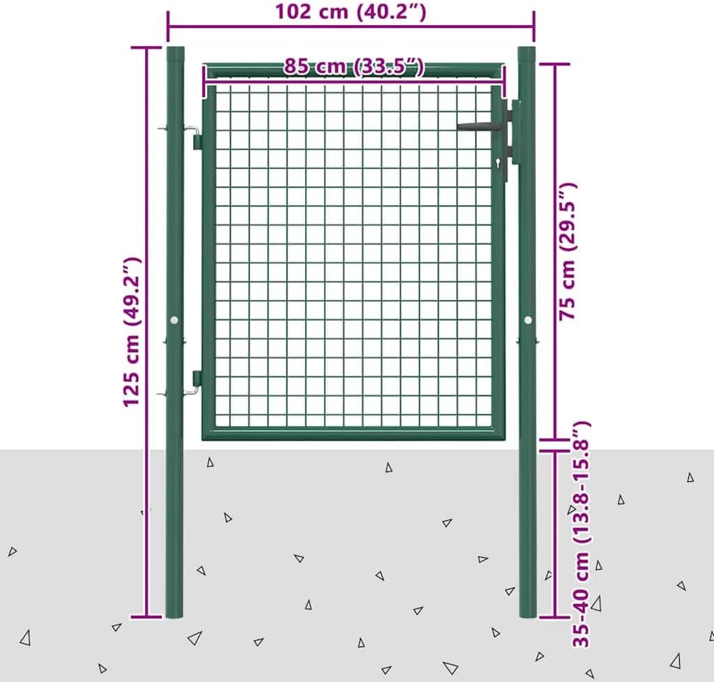 vidaXL Fence Gate Steel 39.4x29.5 Green