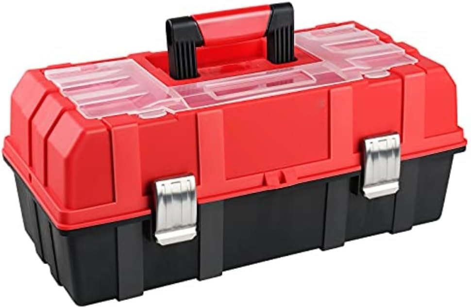 Boîte à outils 43 cm en plastique PP à 3 couches avec couvercle transparent