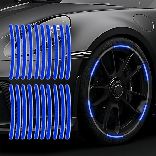 Image of Maicican Blue a Reflective PVC Wheel Eyebrow Stickers, Set of 20, Night Safety Warning, Anti-Scratch, Waterproof, Outdoor Use