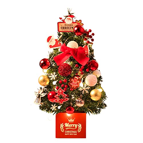 Árvore de Natal de mesa - LED Artificial Mini Conjunto de Árvore de Natal - Árvore de Natal com sino