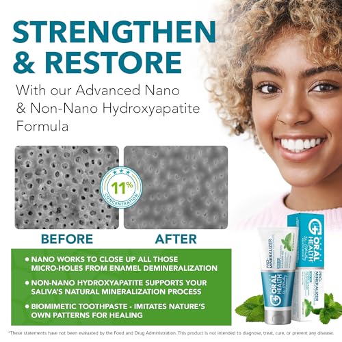 Image of Dentist Formulated Oral Health System with Fluoride Free Remineralizing Nano Hydroxyapatite Toothpaste, OraRestore Mouthwash Concentrate & Oral Probiotics for Bad Breath, Enamel Strength, Oral Balance