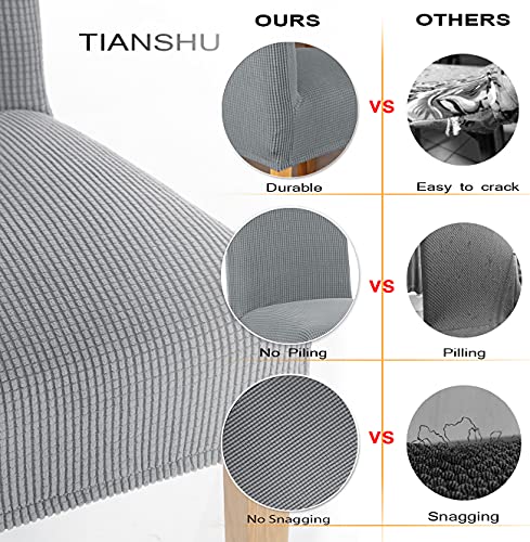 Tianshu Stretch Chair Covers For Dining Room Set Of 6, Dining Room Chair Covers For Home Decor, Removable Dining Chair Cover Non-Slip Kitchen Chair Cover Parson Chair Slipcover (6 Pack, Light Gray) #TOP4
