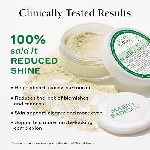 Image of Mario Badescu Special Healing Blemish Repairing Face Powder for Oily and Troubled Skin, Reduces T-Zone Shine, Decongests Pores and Balances Excess Oil, Gentle Sulfur Powder for Skin Care