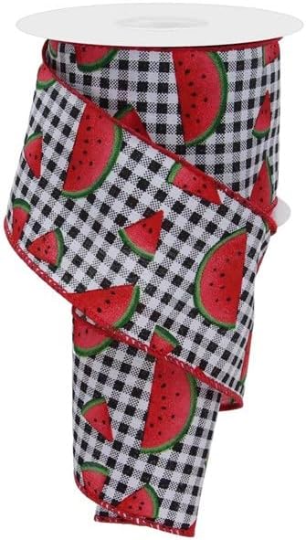 クレイグ・バックマン 2.5インチ スイカ スライス ギンガム リボン:ブラック/ホワイト (10ヤード)