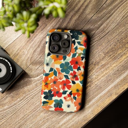 Coque iPhone 15 Pro rigide florale pour éviter les rayures motif orange - 3