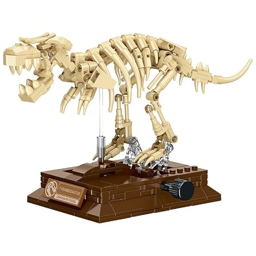 FRIMNS T. Rex Skull Dinosaur Fossil Skeleton Building Set, Movable Dinosaur Fossil T. Rex Model Kit with Tyrannosaurus Rex Display Base, Cool Home Decor Toy Gift for Fossils Lovers and Collectors