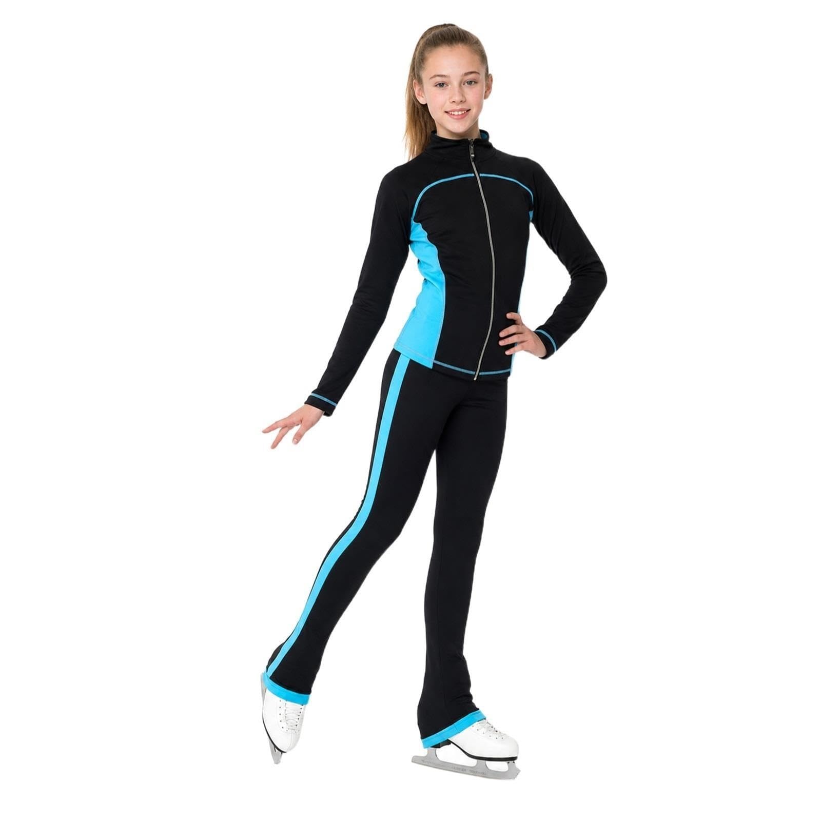 Damski Teens Strój Łyżwiarski, Bluza Zip i Spodnie z Lampasem