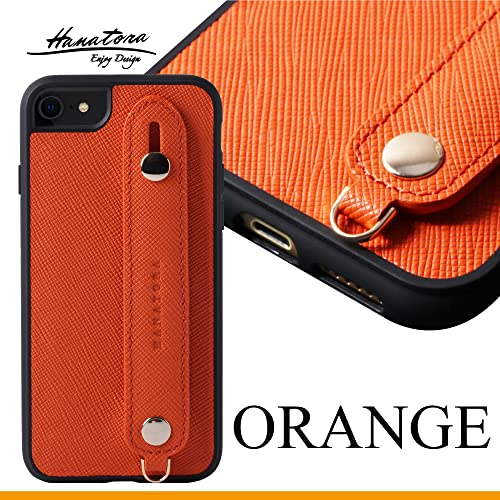 Hanatora] Iphone 11 Pro Max Case, Saffiano Leather,Wrist Strap,Handmade,Bumper Cover For Iphone 11 Pro Max Orange #TOP1