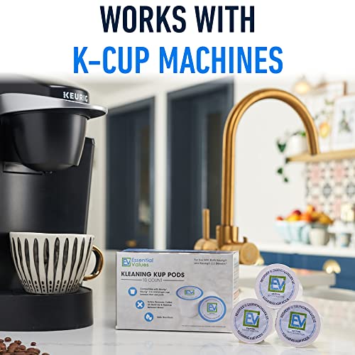 Essential Values Compatible Keurig Rinse Pods 10-Pack - Compatible With K Cup Cleaning Pods - Works With K-Cup Machines Including 2.0 - Aftermarket Keurig Filter Pods #TOP1