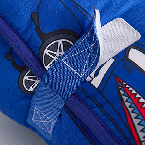 Wake In Cloud - Nap Mat With Removable Pillow For Kids Toddler Boys Girls Daycare Preschool Kindergarten Sleeping Bag, Sports Race Cars Supercars On Blue, 100% Soft Microfiber #TOP4