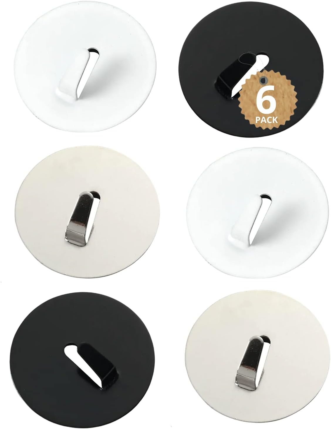 Super Brands 1InTheOffice Super Magnetic Hooks, Black/Silver/White, (6 Pack)