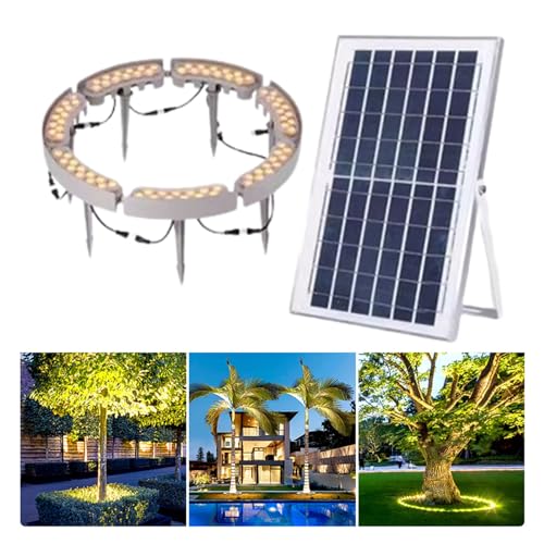 ZYGPH Focos solares para Exteriores, iluminación LED para Patio, focos de Paisaje, luz de Anillo para árbol, fáciles de Montar (luz Blanca, Paquete de 7)