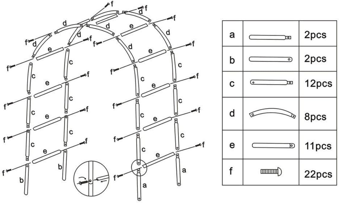 Garden Arch, Outdoor Flower Garden Arch Trellis, Sturdy Steel Arbor for Climbing Plants, Wedding Decoration