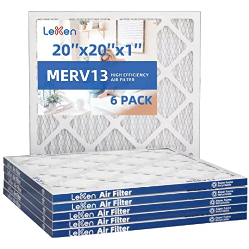 Leken 20"X20"X1" Merv 13 Ac Furnace Air Filter 6 Pack,Electrostatic Fold Air Conditioning Hvac Air Conditioning Ac Furnace Filter,Applicable To Families With Pets,(Actual Size：19.5"X19.5"X0.75") #TOP19