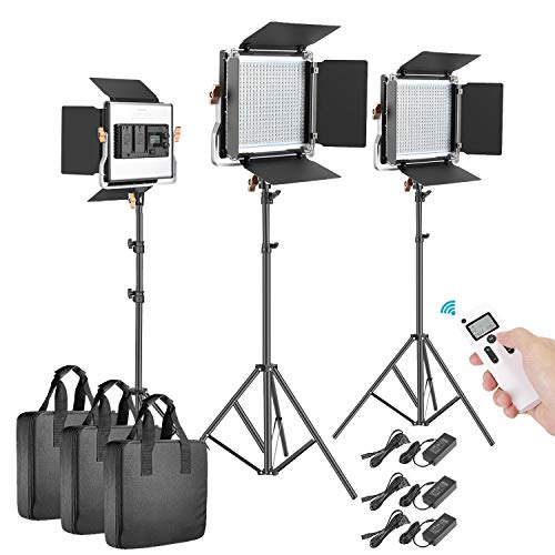 Neewer 3 Packs Advanced 2.4G 480 LED Video Light Photography Lighting Kit, Dimmable