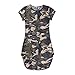 TSSOE Women's Camouflage Print Dress See Through Short Sleeve Cheongsam Split Lingerie Mini Dresses Camouflage X-Large