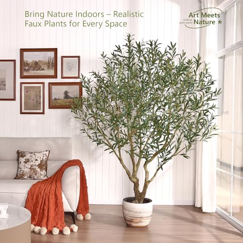 Verinatural Olive Tree Artificial Indoor 7ft - Large Fake Plants - Realistic Faux Olive Tree in Pot - Tall Artificial Plants for Home, Patio, Living Room, Office Decor,VN138 by VeriNatural - Used condition - Image 4