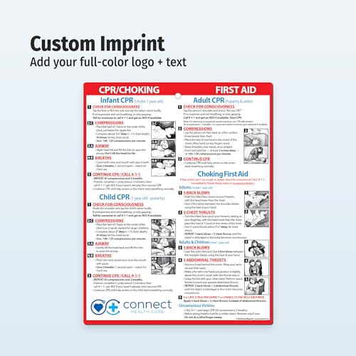 Image of Safety Magnets by ZOCO - 250-Pack Custom CPR & Choking First Aid Magnet - 8.5 inchx11 inch Laminated Cards - Personalized with Logo - Branded Safety Handout for Healthcare, Community Outreach