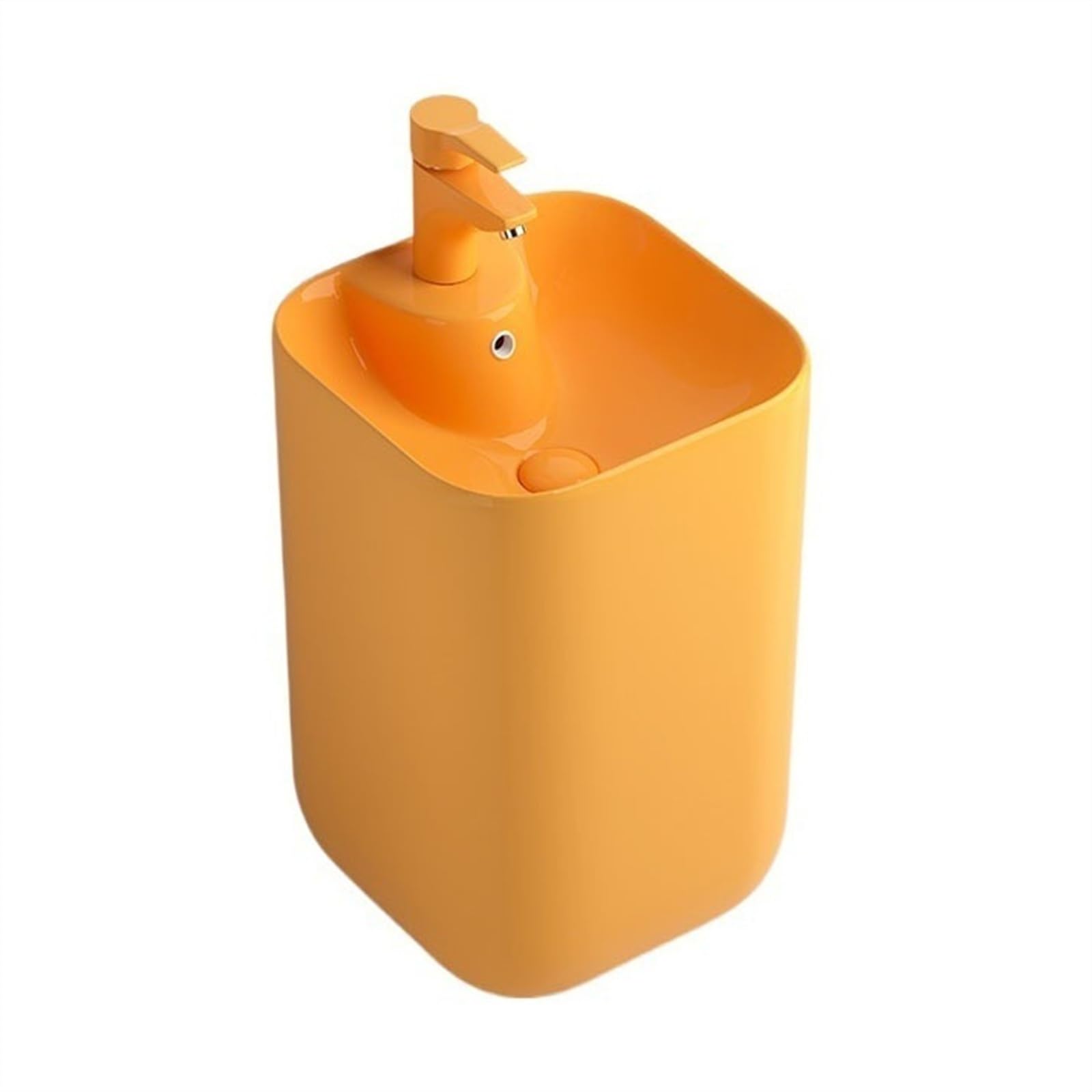 Zhaoj24-05 Orange Pedestal Sink Colorful Pedestal Sink, Ceramic Basin With Overflow, One Piece Floor Standing Bathroom Combination(Orange)