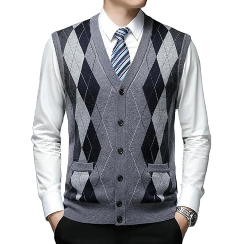 Chaleco de punto para hombre maduro ideal para paseos de otoño y reuniones familiares