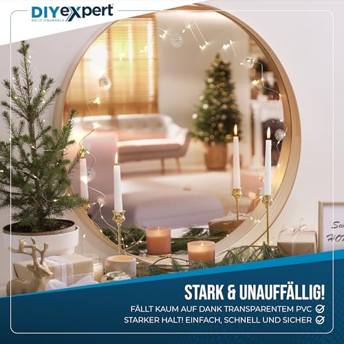 DIYexpert Saugnäpfe für Lichterketten | Made in Germany | [Ø 20 mm] [50 Stück] | Saugnäpfe für Fenster mit Kabelschlitz… – Ansicht 3