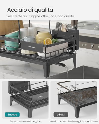 SONGMICS Scolapiatti a 2 Livelli, Antiruggine, 42 x 31 x 36,5 cm - Immagine 3