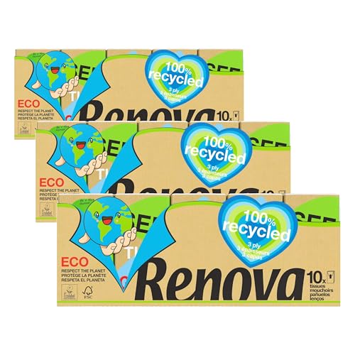 Renova Mouchoirs étuis Recyclé, emballage et papier recyclé, 4 plis, 30 paquets