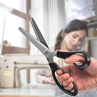 Comioke Cikkcakk Olló Fekete - Textil és Papír Vágó Fogazott Élű Szabászolló Varráshoz Kézimunkához 4