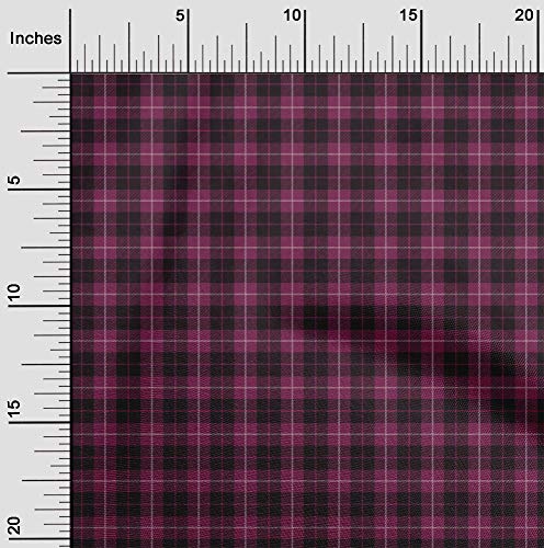 oneOone Cotton Flex Dark Magenta Fabric Check Sewing Craft Projects Fabric Prints By Yard 40 Inch Wide