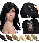 JGS1996 Hair Toppers for Women Real Human Hair Topper with Bangs 100% Remy Human Hair Wigs Clips ...