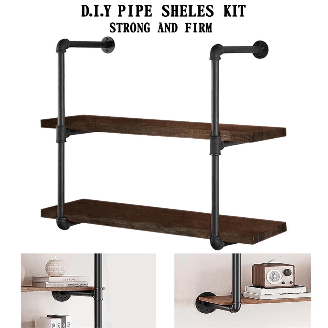Amazon.com: HITOMEN Industrial Iron Pipe Shelves, 2 Set 3-Tier, 28