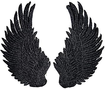 Umama Patch 1 Pair Black Angel Wings Embroidered Iron On Applique Patch Angel Cupid Wings Cartoon kids Patch Craft Decorative Repair Clothing Jeans T-Shirt Hat Backpacks