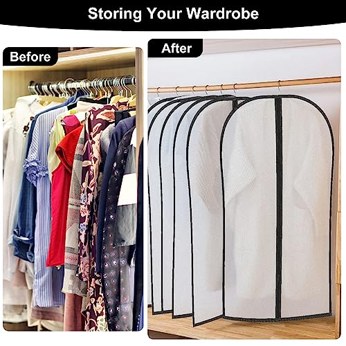 12 Stück Kleidersack mit Reißverschluss,Transparente Kleidersack Kleiderhüllen Abdeckung, Anti-Staub Kleiderschutzhüllen für Anzüge, Kleider, Mäntel, Jacken Kleidung Aufbewahrung