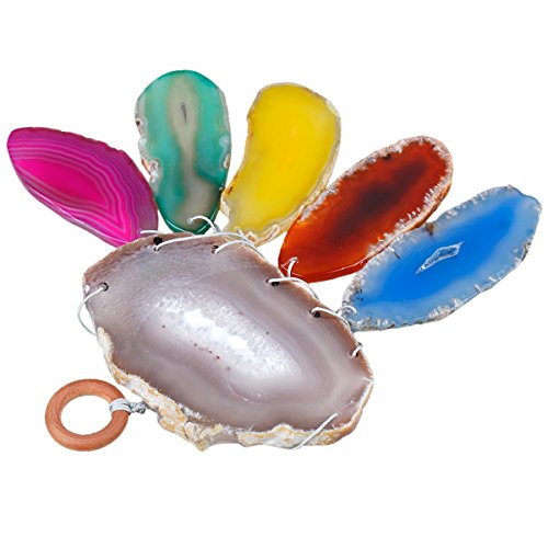 Carillon éolien agate tranches colorées cadeau idéal maison et jardin