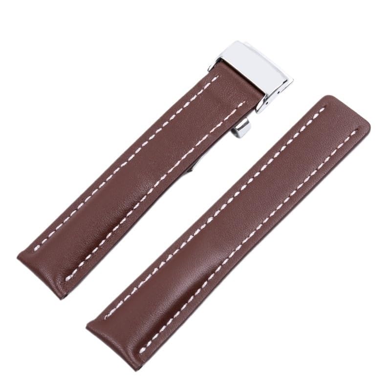 Bracelet de montre en cuir marron de remplacement 24mm pour boîtier d'aviation