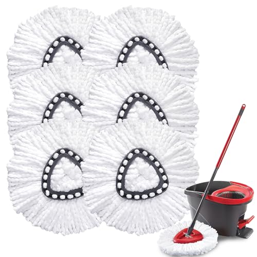 Mop Replacement Heads for O-Cedar, 6 Pack EasyWring Spin Mop Replacement Heads, Super Absorbent and Machine Washable, Reusable Mop Refills for Wet and Dry Floor Cleaning