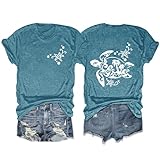 Anbech Women Sea Turtle Tshirt Hawaii Beach Graphic Tees Short Sleeve Crew Neck Summer Tops (Green, L)