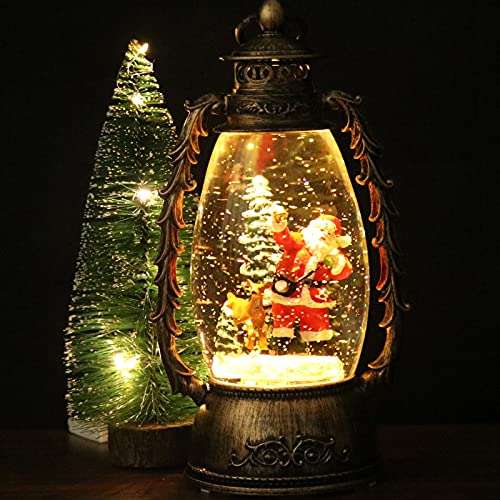 Wondise Lighted Christmas Snow Globes Musical Lantern Santa With Timer, Battery And Usb Powered, Santa Resin Statue Spinning Water And Swirling Glitter Holiday Decor #TOP5