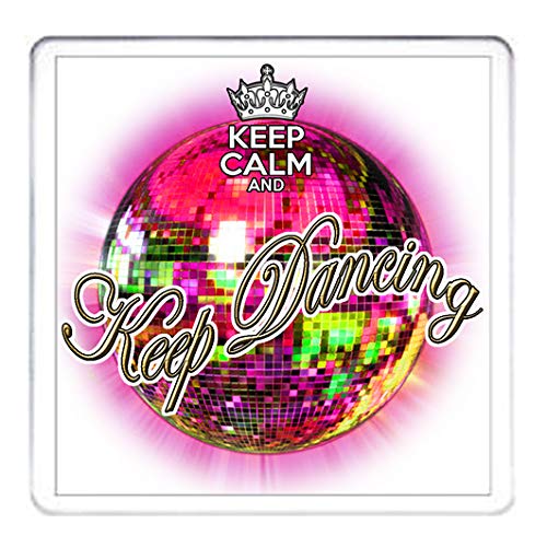 Kazmugz Pink Keep Calm And Keep Dancing Glitterball Coaster. 10Cm X 10Cm Acrylic.