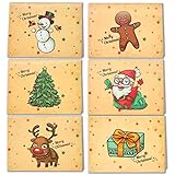 de navidad para imprimir 6 diseños clásicos: Papá Noel, Pan de jengibre, Reno, Árbol de Navidad, Muñeco de nieve y regalo. 5 cartas de cada una por 30 en total.