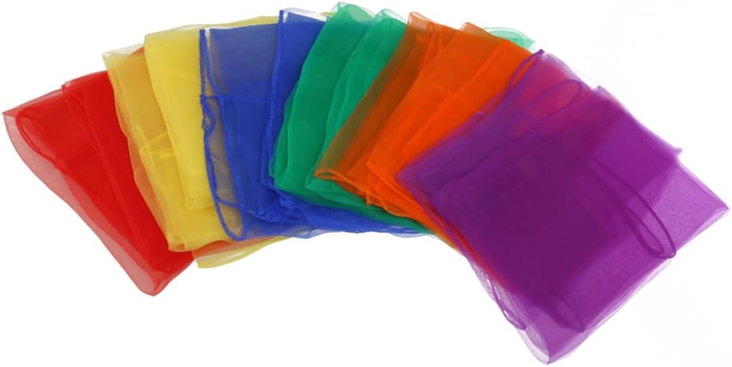 LIFKOME 36pcs Mini Square Silk Dance Scarves Imitated Silk Scarves for Boys and Girls Portable Random Color