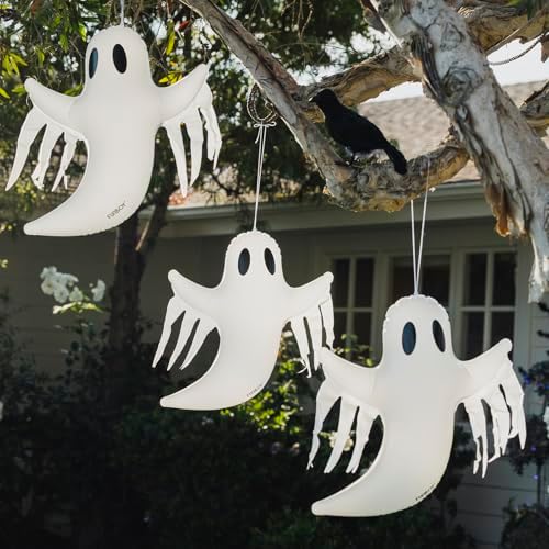 FUNBOY Hanging Ghost Halloween Decorations, Outdoor Décor, 3 Pack...