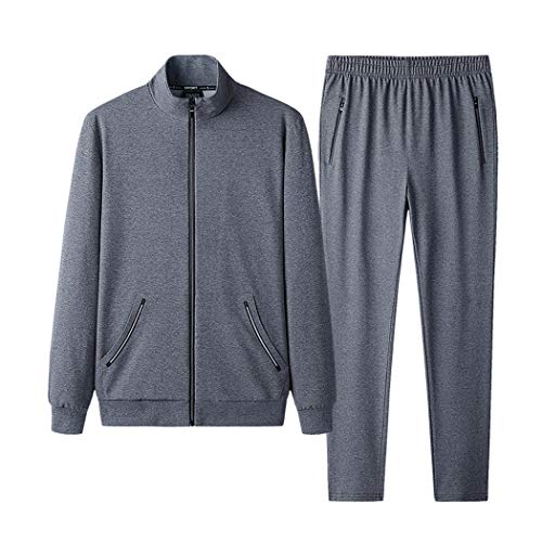 Real Spark Men's Casual 2pc Tracksuit Zipper Sweatsuit Jogger Sport Athletic Set Grey M